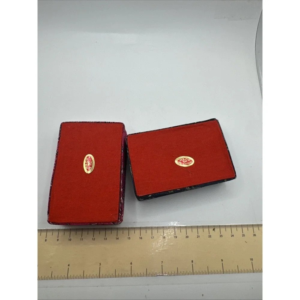 Set Of 2 Asian Ring Jewelry Box Compact Fabric Floral Portable - Rectangle